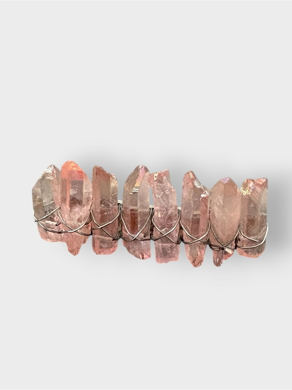 Pink Iridescent Quartz Crystal Hair Clip - Barrette, Witchy Boho Hippie